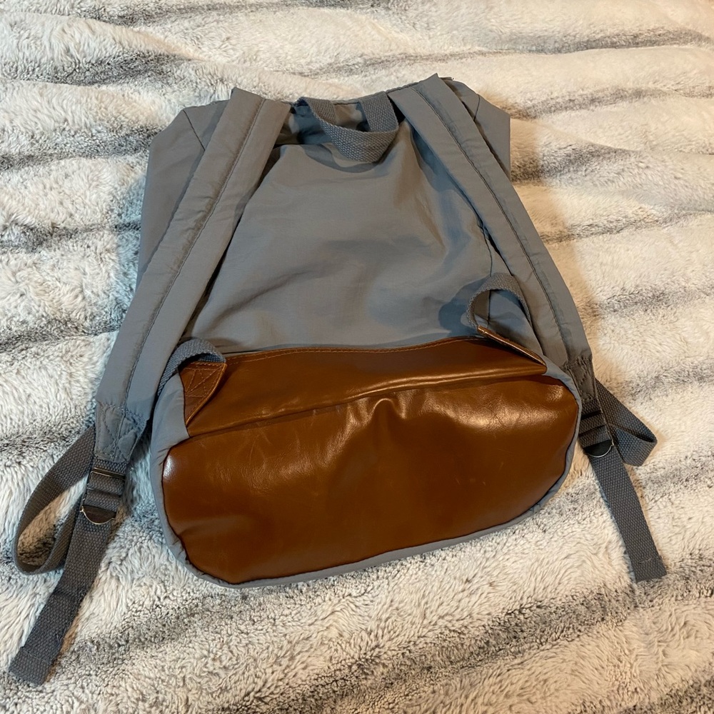 Grey Fold Over Drawstring Backpack - image 6
